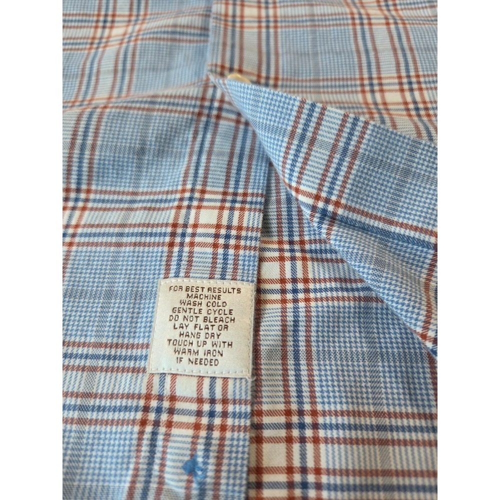 Peter Millar Shirt Mens 2 Extra Large Blue Plaid Golf Office Dress Wool Blend - Picture 4 of 8